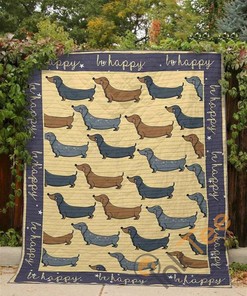 Dachsund Be Happy Quilt Blanket Bedding Set