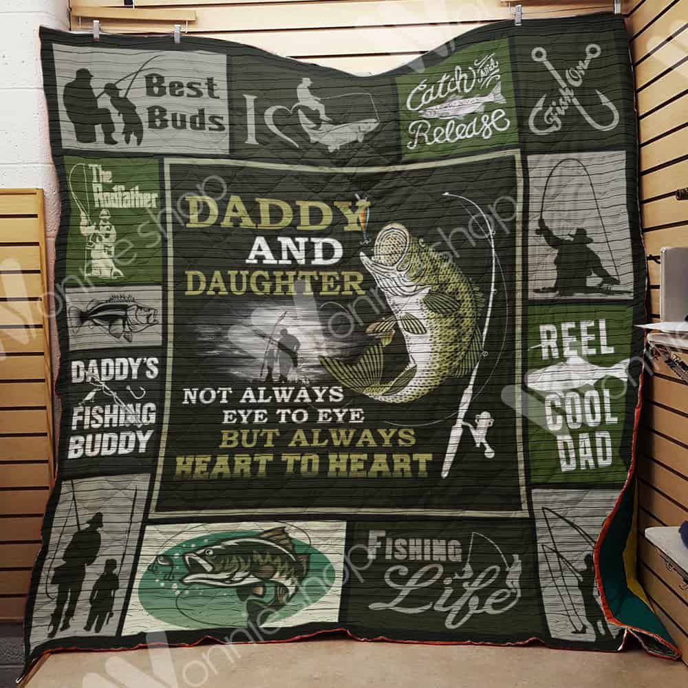 Dad And Daughter Always Heart To Heart Fishing Quilt Blanket Bedding Set