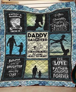 Dad And Daughter Always Heart To Heart Quilt Blanket Bedding Set
