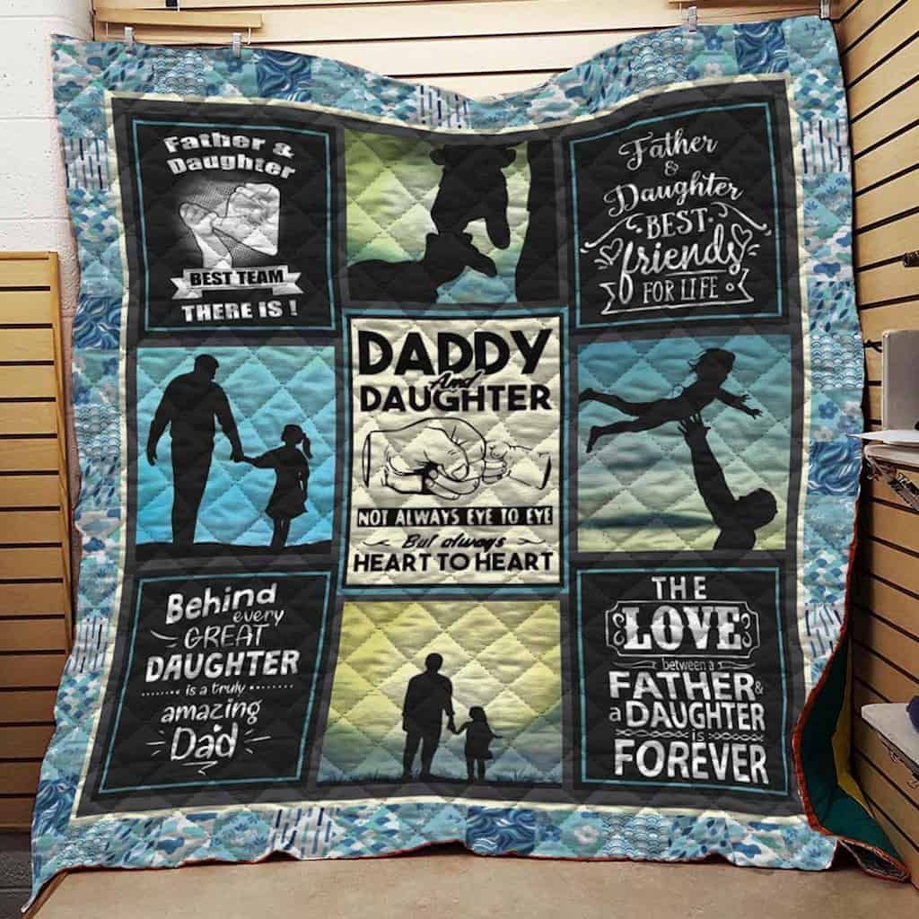 Dad And Daughter Always Heart To Heart Quilt Blanket Bedding Set
