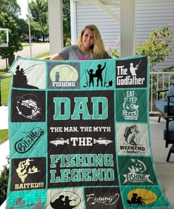 Dad The Man The Myth The Fishing Legend Father's Day Perfect Gifts For Fishing Quilt Blanket Bedding Set