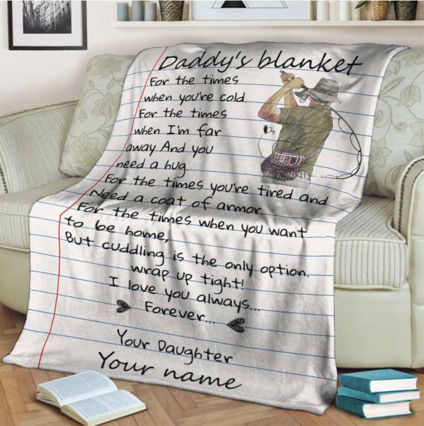 Daddy's Fishing Personalized Blanket For Father From Daughter Birthday