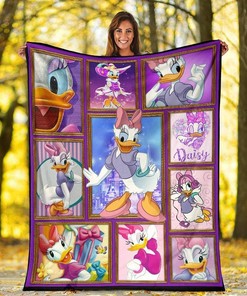 Daisy Duck Cartoon Sherpa Fleece Blanket Gifts for Family, for Couple