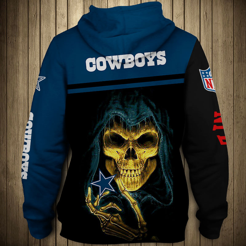 Dallas Cowboys 3D Skull Hoodie Pullover Zip Hoodie for Fans - Image 2