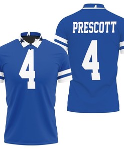 Dallas Cowboys Dak Prescott Royal Rivalry Throwback Jersey Inspired Style 3D All Over Print Polo Shirt