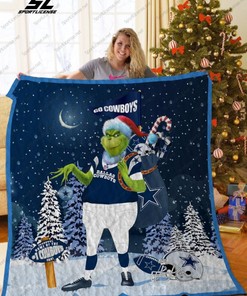 Dallas Cowboys Grinch Santa Quilt Blanket Bedding Set