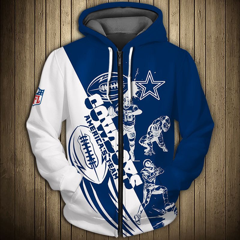 Dallas Cowboys Hoodie 3D Cartoon Player Cute Zip Hoodie - Image 2