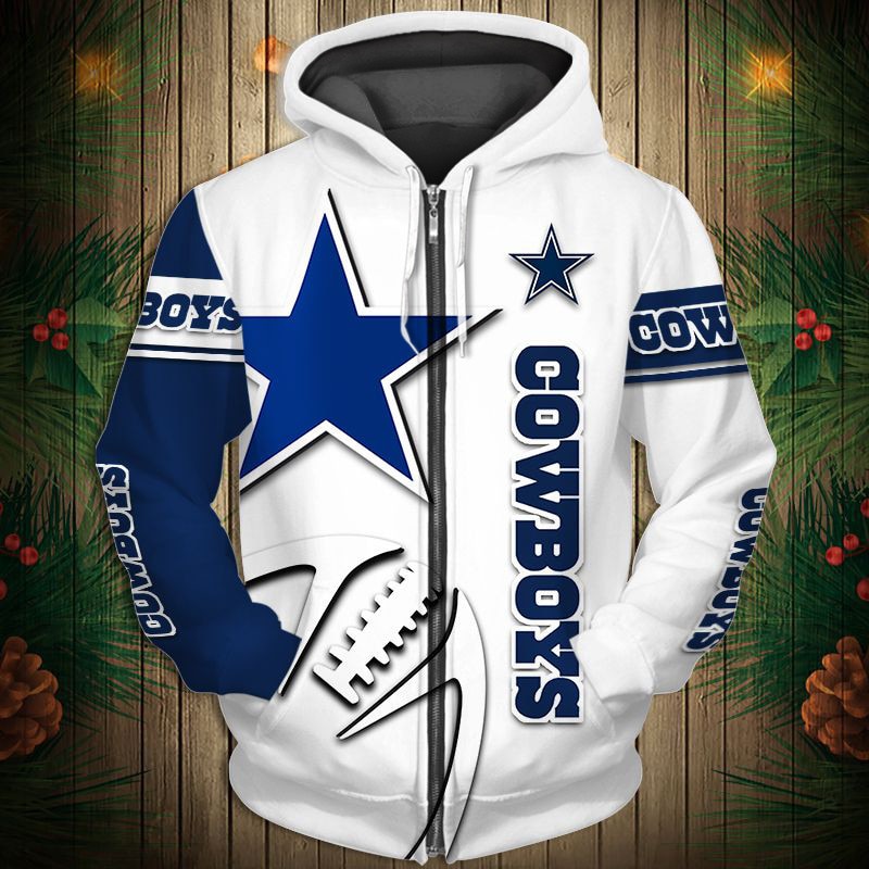 Dallas Cowboys Hoodie 3D Graphic Balls Zip Hoodie Pullover - Image 3