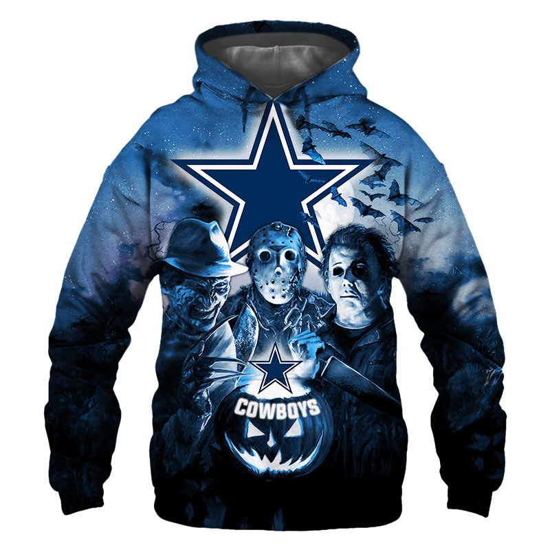 Dallas Cowboys Hoodie 3D Halloween Horror Night Gift for Fans