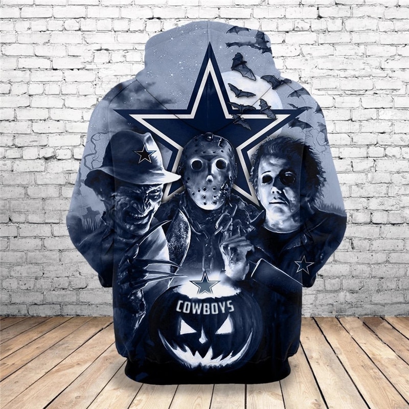 Dallas Cowboys Hoodie 3D Horror Night Halloween Pullover Nfl - Image 2