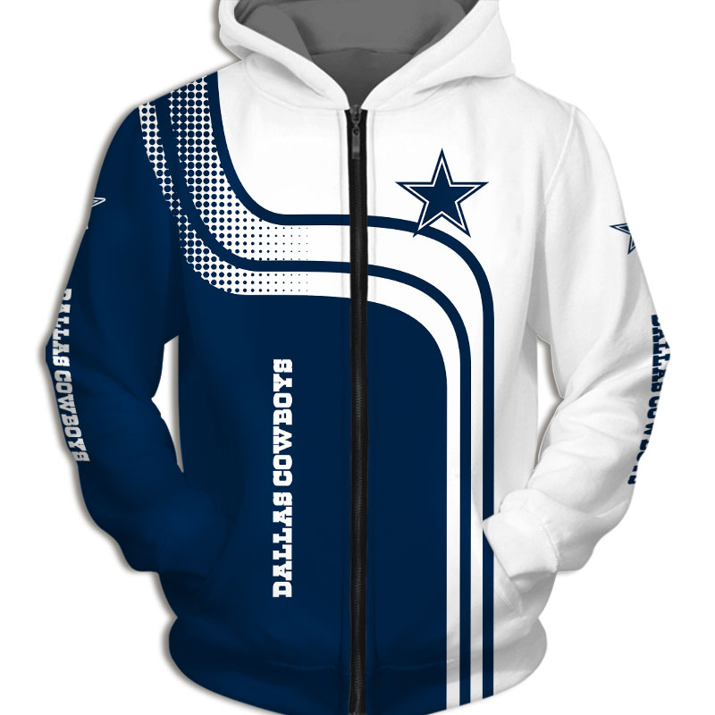 Dallas Cowboys Hoodie 3D One Way Zip Hoodie - Image 3