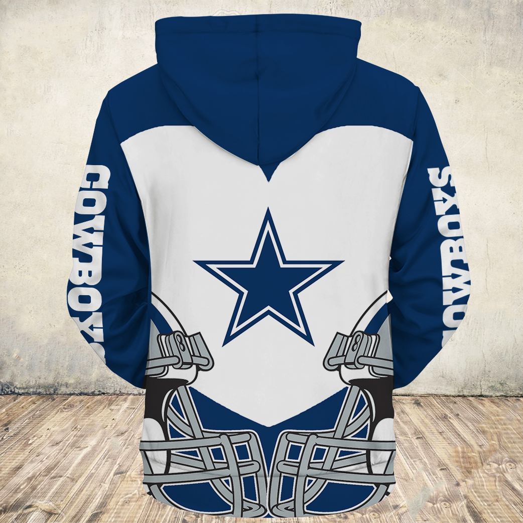 Dallas Cowboys Hoodie 3D Zip Hoodie Cute Blue Stars Graphic Gifts for Fans - Image 3