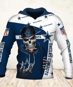 Dallas Cowboys Hoodie 3D Zip Hoodie Cute Death Gifts for Fans