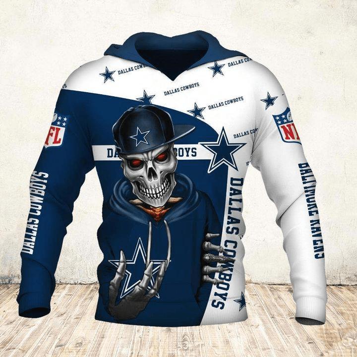 Dallas Cowboys Hoodie 3D Zip Hoodie Cute Death Gifts for Fans