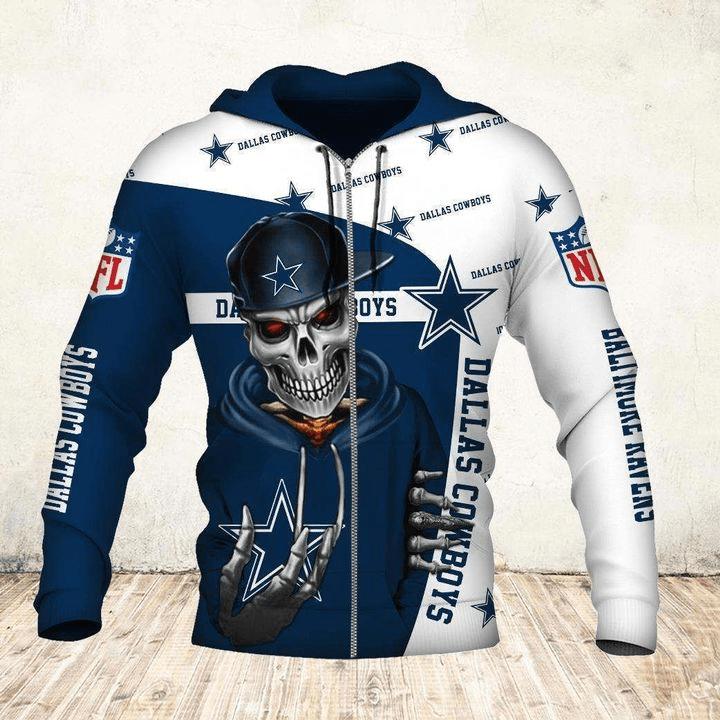 Dallas Cowboys Hoodie 3D Zip Hoodie Cute Death Gifts for Fans - Image 3