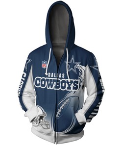 Dallas Cowboys Hoodie 3D Zip Hoodie Cute Flame Balls Graphic Gifts for Fans