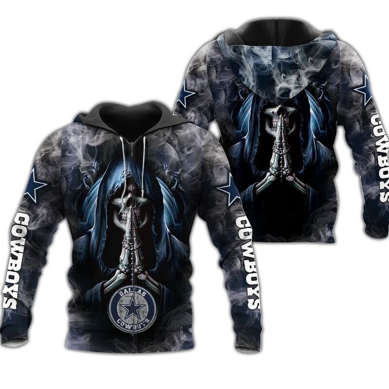 Dallas Cowboys Hoodie 3D Zip Hoodie Death Smoke Graphic Gifts for Fans - Image 2