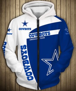 Dallas Cowboys Hoodie 3D Zip Hoodie Pullover Gift for Fans