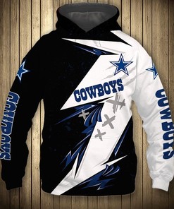 Dallas Cowboys Hoodie 3D Zip Hoodie Thunder Graphic Gifts for Fans