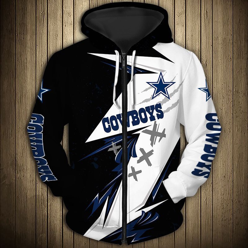 Dallas Cowboys Hoodie 3D Zip Hoodie Thunder Graphic Gifts for Fans - Image 3