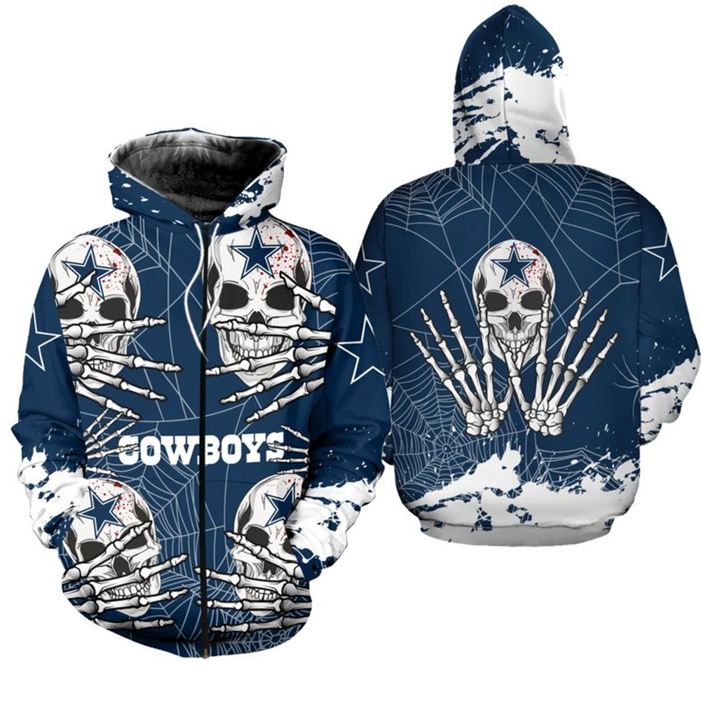 Dallas Cowboys Hoodie Skull for Halloween Graphic - Image 2