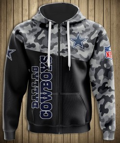 Dallas Cowboys Military Hoodie 3D Zip Hoodie 3D Zip Hoodie Long Sleeve New Season