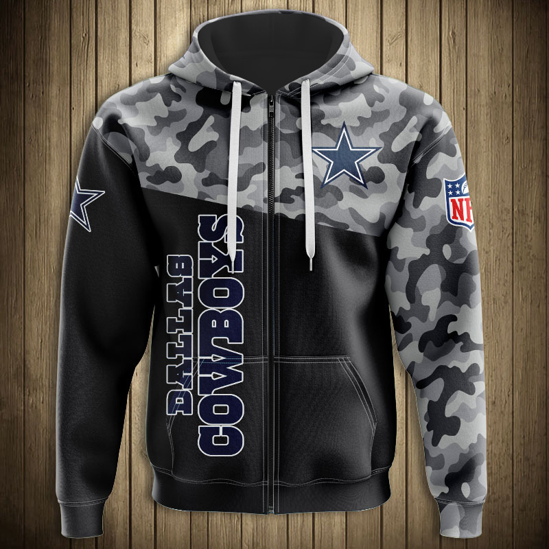 Dallas Cowboys Military Hoodie 3D Zip Hoodie 3D Zip Hoodie Long Sleeve New Season