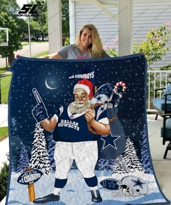 Dallas Cowboys Santa Claus Quilt Blanket Bedding Set