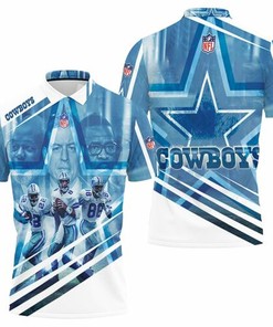 Dallas Cowboys Triplets Emmitt Smith 22 Troy Aikman 8 Michael Irvin 88 3D All Over Print Polo Shirt