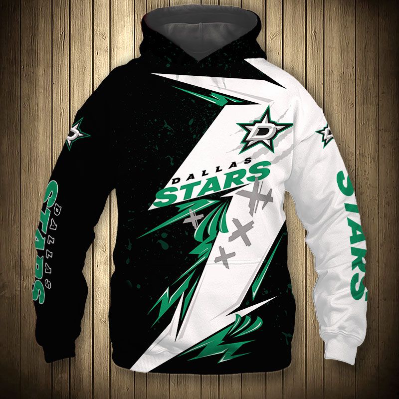 Dallas Stars Hoodie 3D Thunder Design Pullover Nhl
