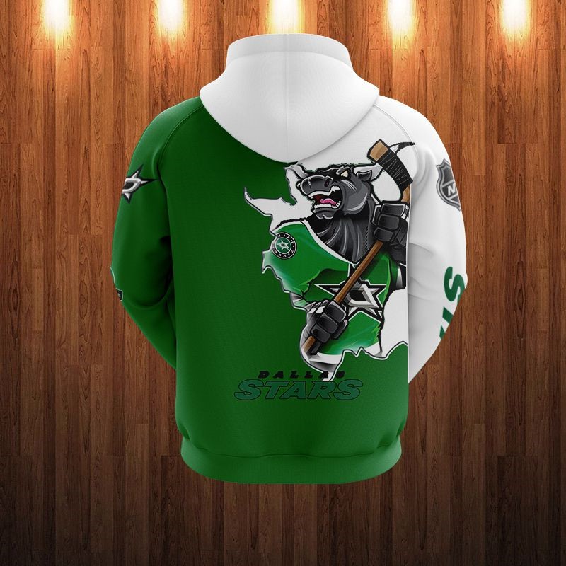 Dallas Stars Hoodie 3D Zip Hoodie 3D Cartoon Graphic Zip Hoodie for Fan - Image 2