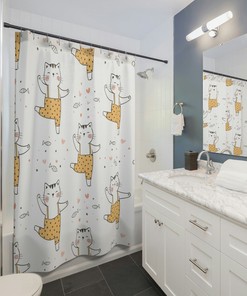 Dancing Cat Shower Curtain, Cat Shower Curtain, Cat Lover Gift, Cute Kitten Shower Curtain, Funny Shower Curtain, Cat Lover Gift, Cat Decor