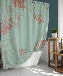 Dandelion Floral Shower Curtain, Blue Orange Graphic Flowers Fabric Bathroom Curtain, Home Bathroom Set Decor