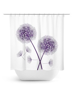 Dandelion Shower Curtain, Farmhouse Bathroom Decor, Flower Bath Curtain, Purple Bathroom, Purple Shower, Dandelion Bathroom