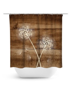 Dandelion Shower Curtain, Rustic Bathroom Decor, Rustic Bath Curtain, Farmhouse Bathroom, Brown And Beige Bath, Brown Bath Curtain