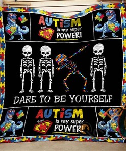 Dare to Be Yourself Autism Quilt Blanket Bedding Set with 2 Pillowcases
