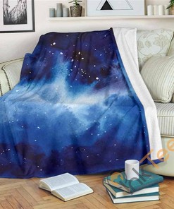 Dark Blue Galaxy Space Sherpa Fleece Blanket Gifts for Family, for Couple