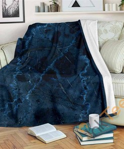 Dark Blue Marble Sherpa Fleece Blanket Gifts for Family, for Couple