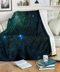 Dark Green Galaxy Space Sherpa Fleece Blanket Gifts for Family, for Couple