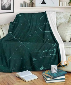 Dark Green Marble Sherpa Fleece Blanket Gifts for Family, for Couple