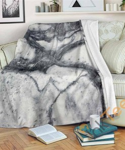 Dark Grey White Marble Sherpa Fleece Blanket Gifts for Family, for Couple