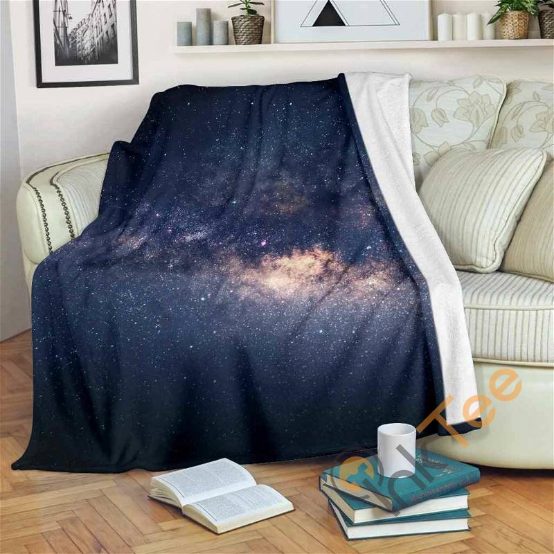 Dark Milky Way Galaxy Space Sherpa Fleece Blanket Gifts for Family, for Couple