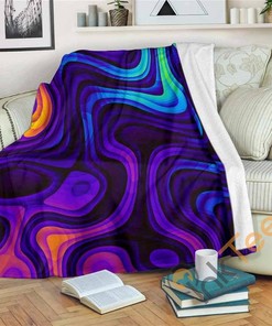 Dark Psychedelic Trippy Sherpa Fleece Blanket Gifts for Family, for Couple