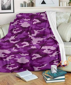 Dark Purple Camouflage Sherpa Fleece Blanket Gifts for Family, for Couple