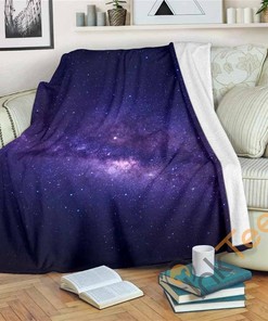 Dark Purple Milky Way Galaxy Space Sherpa Fleece Blanket Gifts for Family, for Couple