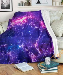 Dark Purple Universe Galaxy Space Sherpa Fleece Blanket Gifts for Family, for Couple