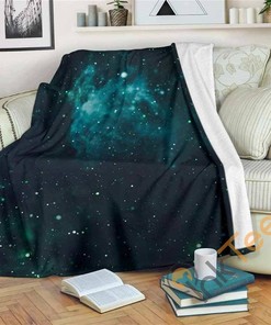 Dark Teal Galaxy Space Sherpa Fleece Blanket Gifts for Family, for Couple
