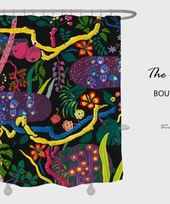 Darkness Forest Flower Garden Shower Curtain, Boho Extra Thick Curtains, Waterproof Washable Shower Curtain