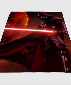 Darth Vader With Light Saber Star Wars Sherpa Fleece Blanket Gifts for Family, for Couple