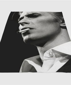 David Bowie With Cigarette Sherpa Fleece Blanket Gifts for Family, for Couple